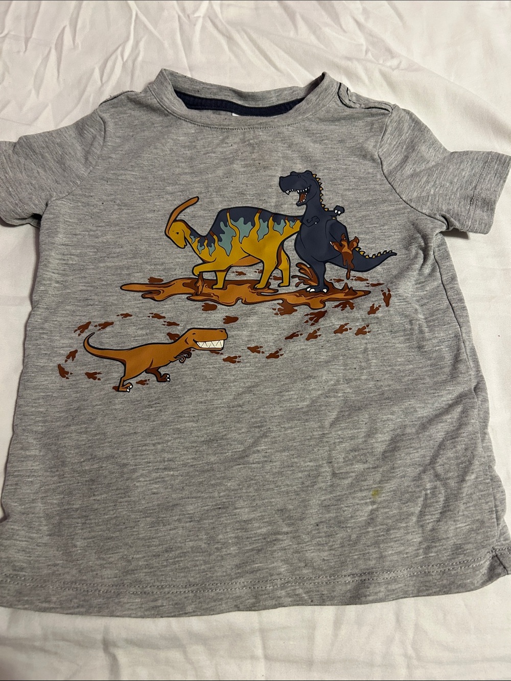 Tommy Bahama Gray Kids Tee with Colorful Dinosaur Graphic